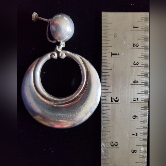 Early Los Castillos Sterling Double Sphere and Crescent Brooch and Earring Set - Picture 10 of 11